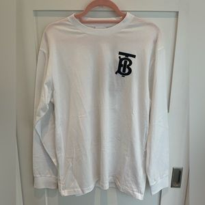 BURBERRY L/S MONOGRAM MOTIF COTTON OVERSIZED SHIRT | UNISEX SMALL